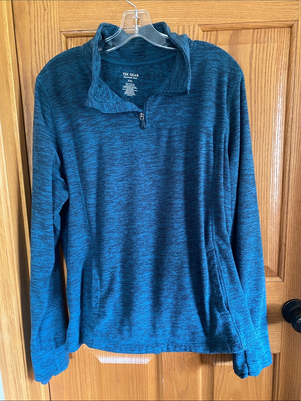 tek gear teal blue heathered quarter-zip pullover